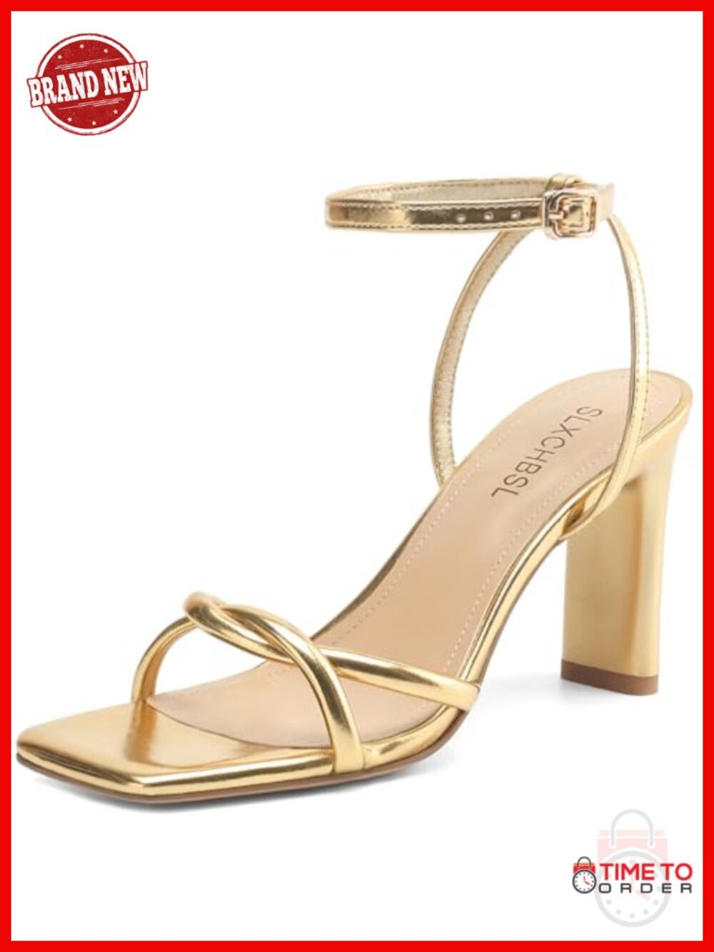 Strappy Square Open Toe Chunky Block Heeled Sandals Faux Leather